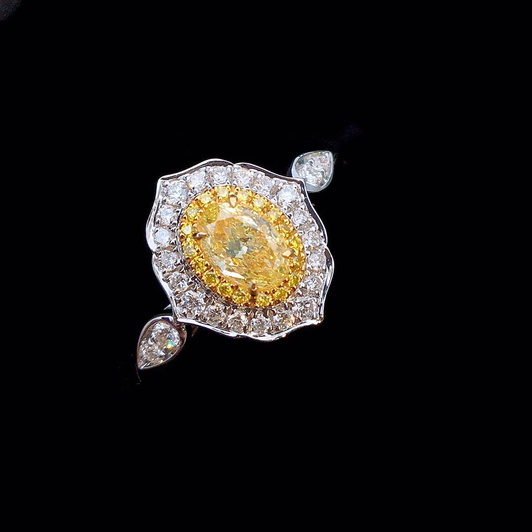14K GOLD 0.42 CTW NATURAL YELLOW DIAMOND & DIAMOND RING - 2