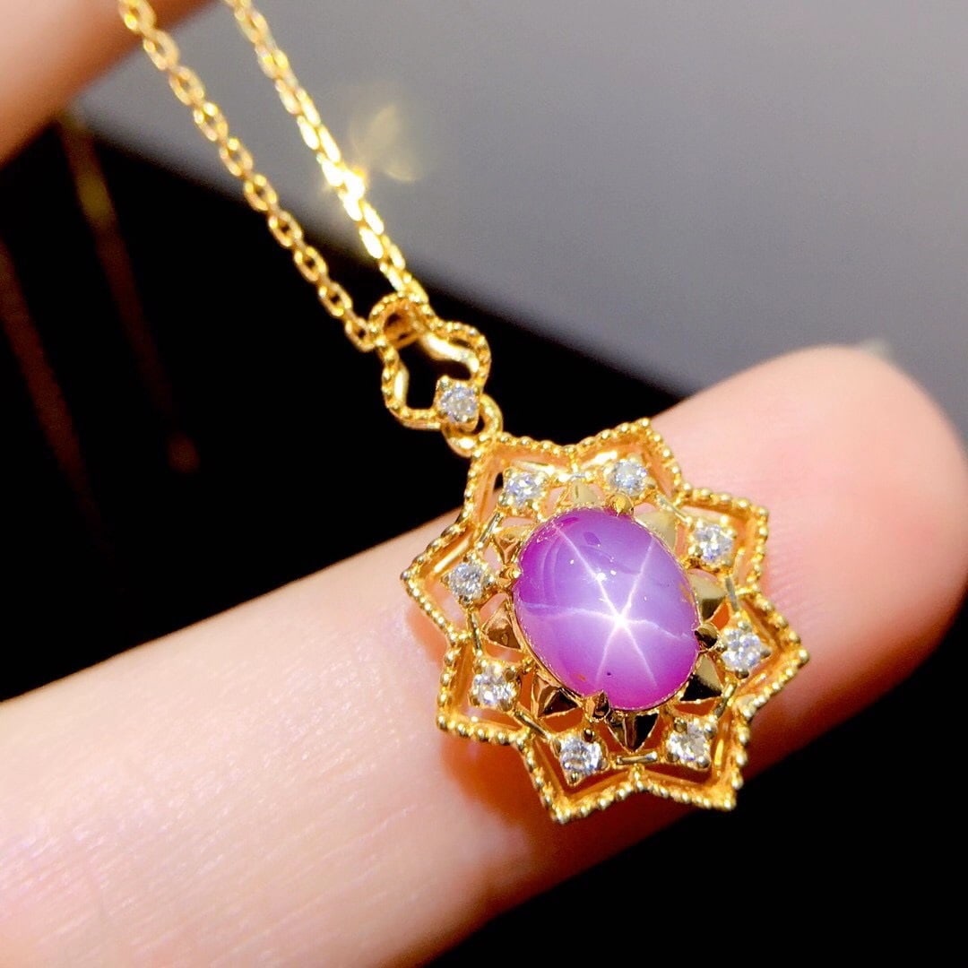 14K GOLD 1.93 CTW NATURAL STAR SAPPHIRE & DIAMOND PENDANT - 3