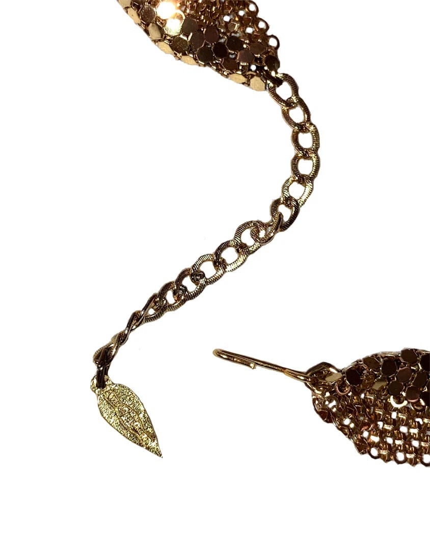 Whiting and Davis Gold Tone Mesh Bib Bandana Necklace Large - 5