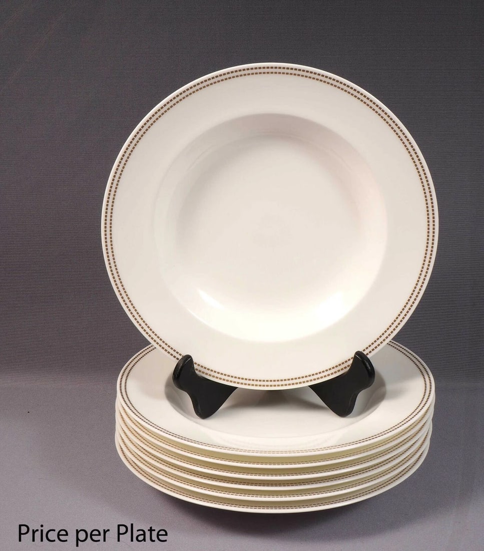 Marc Jacobs Waterford Jean Rimmed SOUP Plate Pasta Bowl Fine Bone China Gold: THE PRICE IS FOR ONE PLATE ONLY!!! This is rare and gorgeous Rimmed Soup Plate or Pasta Bowl. The bowl is designed by Marc Jacobs for Waterford. Marc Jacobs JEAN pattern is an exquisite example from W