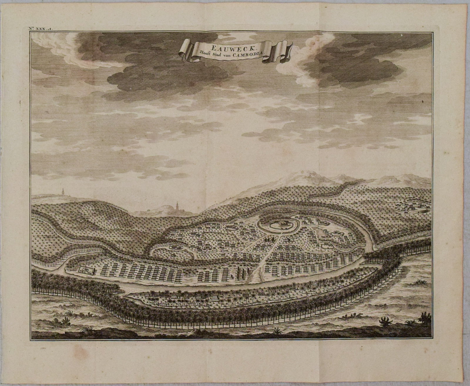 1724-6 Valentijn View of Cambodia's Lovek -- Eauweck, Hoofd-Stad van Cambodia: Title:1724-6 Valentijn View of Cambodia's Lovek -- Eauweck, Hoofd-Stad van Cambodia,li>Cartographer:F Valentijn Year/Place:1724-6, Amsterdam Map Dimension (in.):12.7 X 14.1 in. Description:This is a s