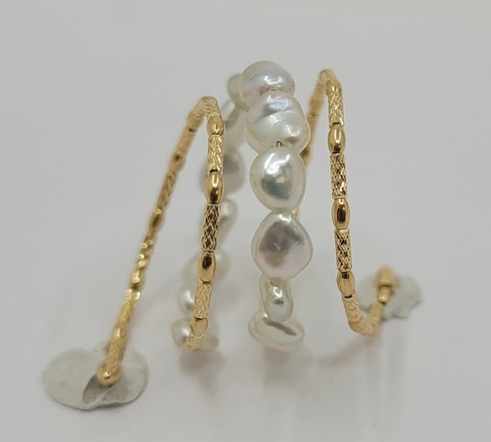 Ring - 18 kt. Yellow gold - Keshi Akoya Pearls - 7