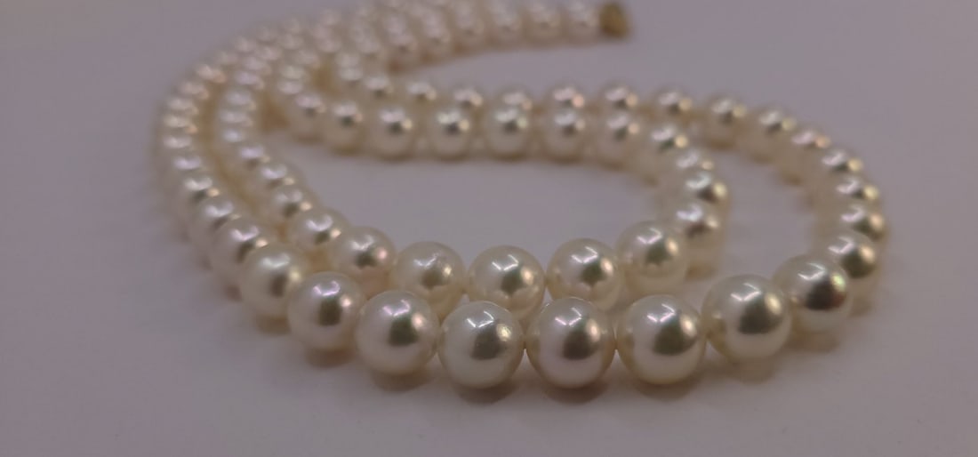 Necklace - 14 kt. Yellow gold - 8.5x9mm Akoya Pearls - 11