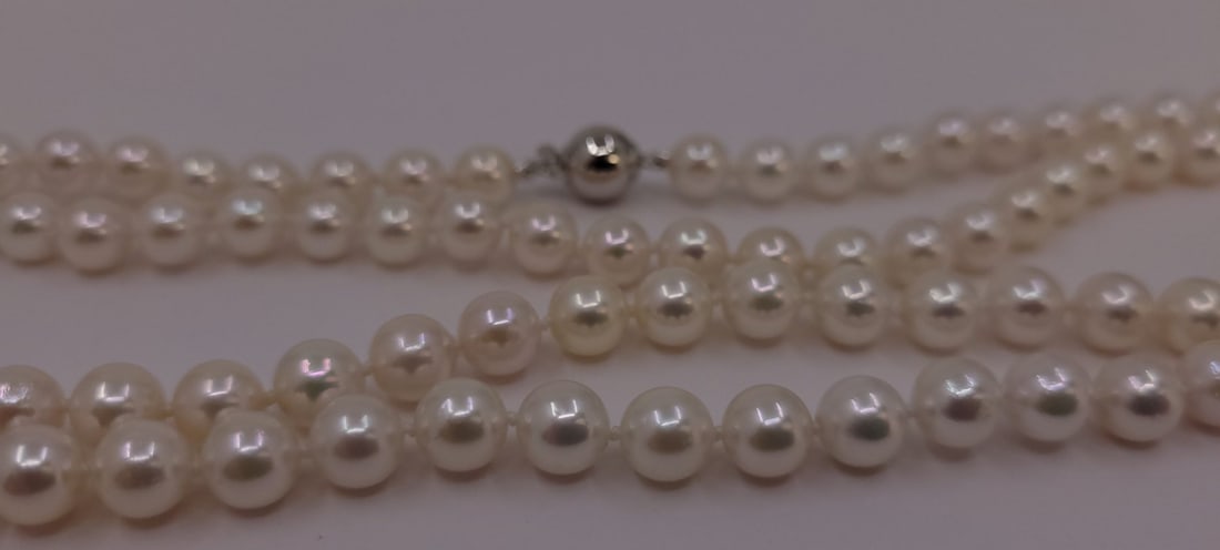 Necklace 6.5x7mm Double Akoya Pearls - 10