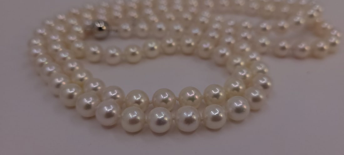 Necklace 6.5x7mm Double Akoya Pearls - 13