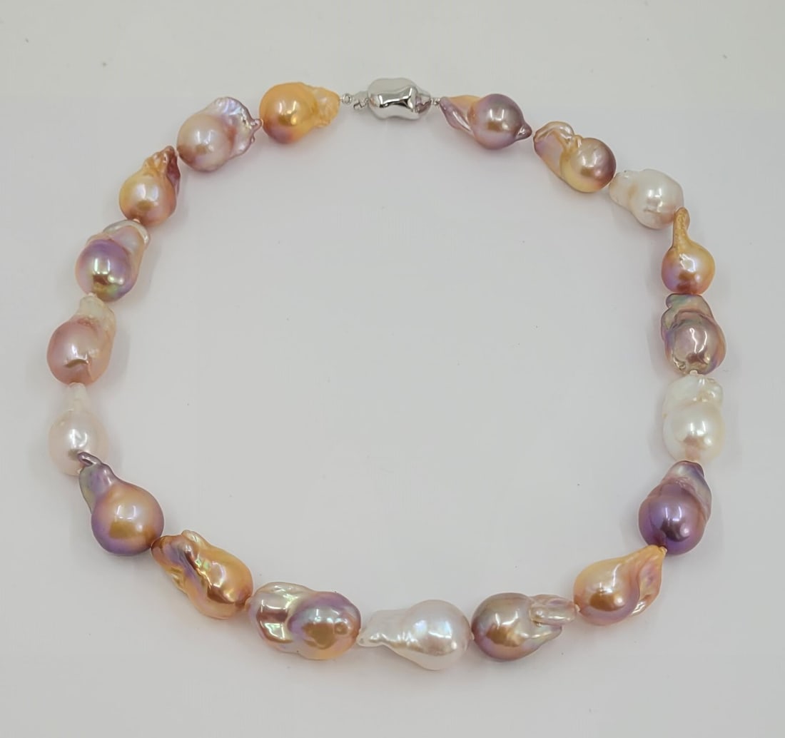 Necklace 13x14mm Baroque Edison Freshwater pearls - 5