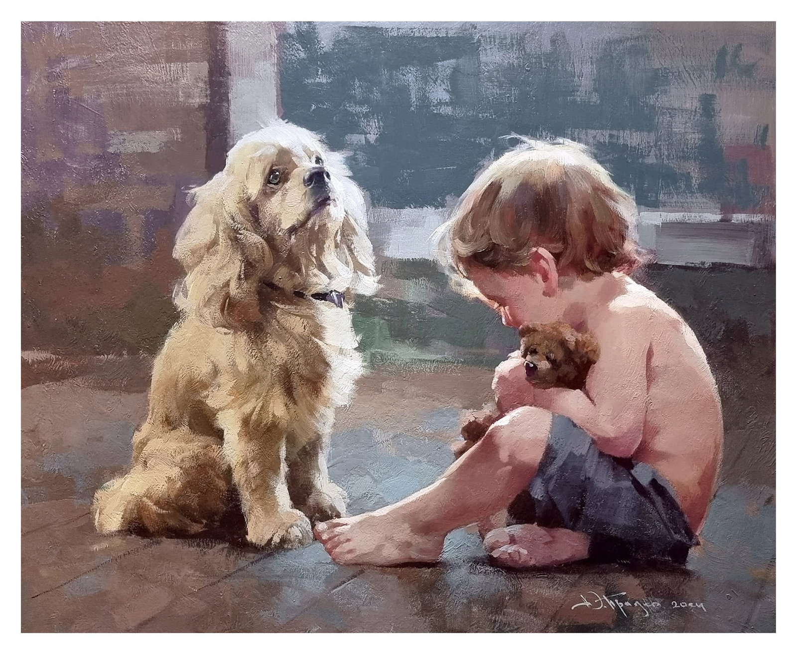 Oil painting What about me? Ukrainian painter: Title: Oil painting What about me? Ukrainian painter Description: 16R Painter: Yurii P. S?ze: 40x50 cm/ 15.74x19.68 inches Components: oil, canvas Original painting CONDITION: exellent ERA: ARTIST: Pr