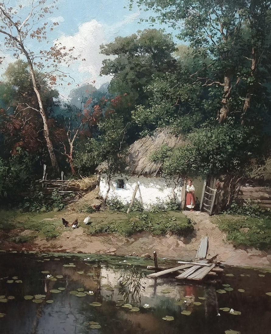 Oil painting Old village Ukrainian painter (1 of 2)