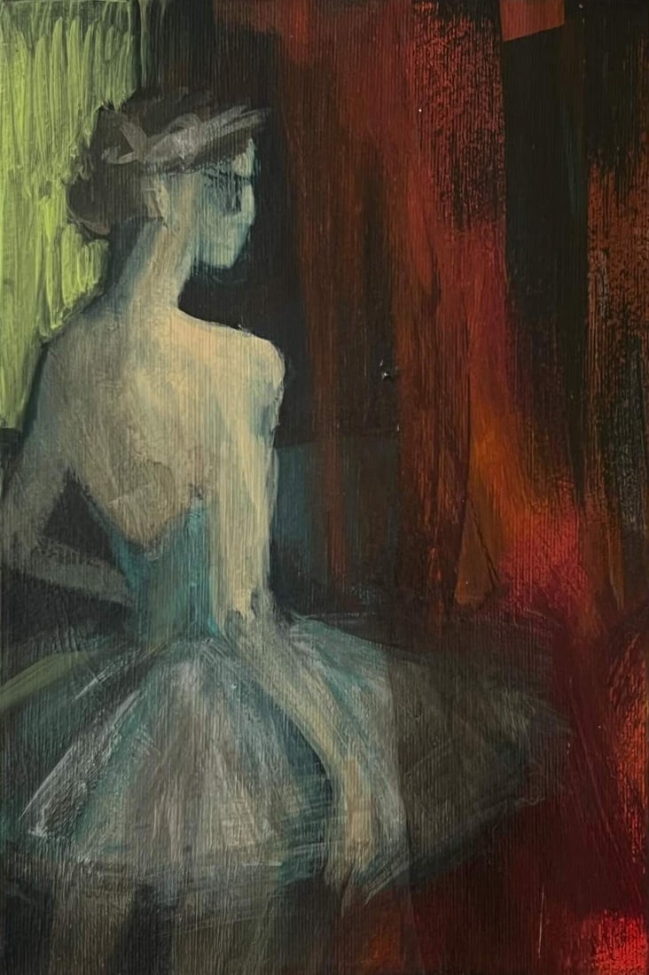 Acrylic painting ballet series Behind the scenes 1 Natalia V.: Title: Acrylic painting ballet series Behind the scenes 1 Natalia V. Description: 15Vc Painter: Natalia V. S?ze: 30x20 cm/ 11.81x7.87 inches Components: acrylic, canvas Original painting CONDITION: ex