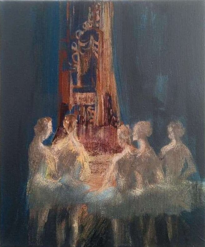 Acrylic painting ballet series Behind the scenes 5 Natalia V.: Title: Acrylic painting ballet series Behind the scenes 5 Natalia V. Description: 19Vc Painter: Natalia V. S?ze: 30x25 cm/ 11.81x9.84 inches Components: acrylic, canvas Original painting CONDITION: ex