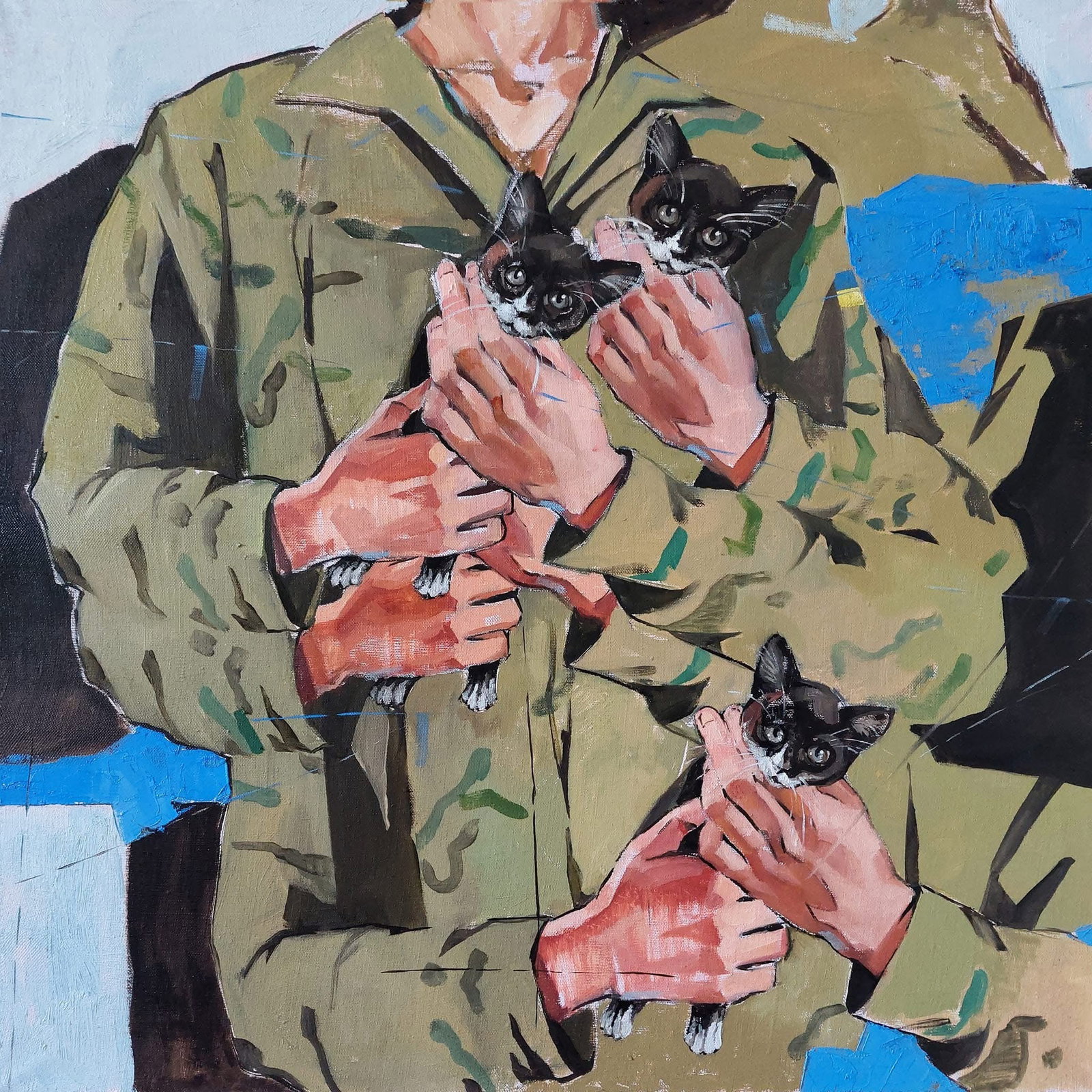 Oil painting kittens Katya F: Title: Oil painting kittens Katya F Description: 02Kt Painter: Katya F. S?ze: 60x60 cm/ 23.62x23.62 inches Components: oil, canvas Original painting CONDITION: exellent ERA: 2022 ARTIST: Katya F is a 
