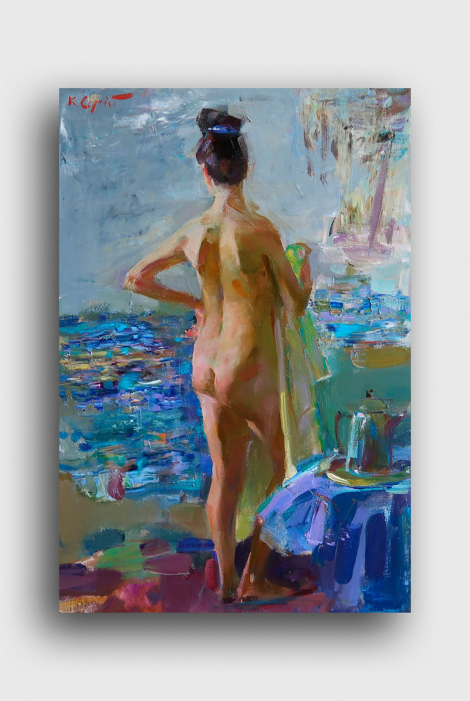 Oil painting Naked Serg Kovalenko: Title: Oil painting Naked Serg Kovalenko Description: 14SK Painter: Serg Kovalenko S?ze: 60x40 cm/23.6x15.7 inches Components: oil, canvas Original painting CONDITION: exellent ERA: modern Graduated f