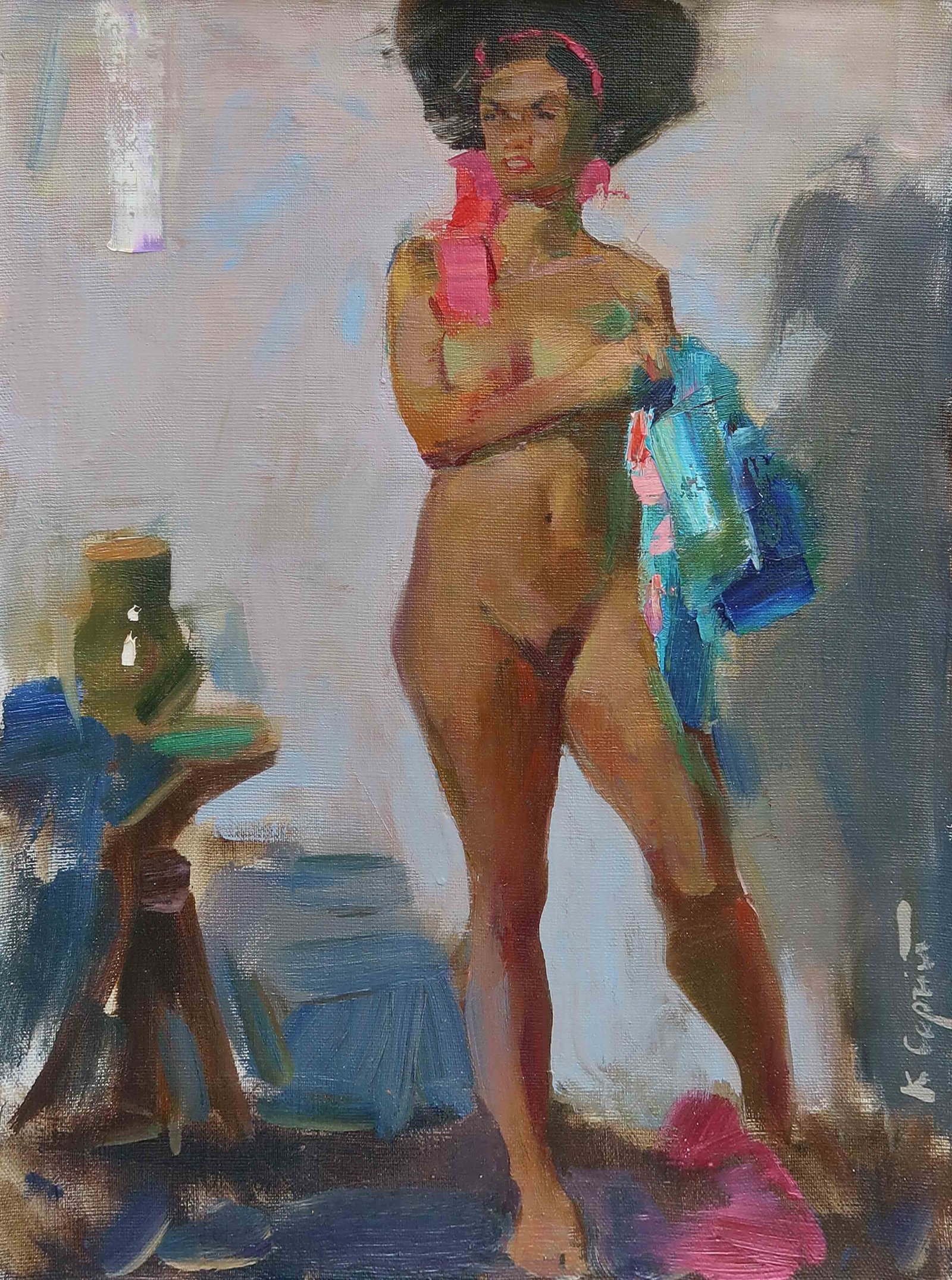 Oil painting mulatto Serg Kovalenko: Title: Oil painting mulatto Serg Kovalenko Description: 74SK Painter: Serg Kovalenko S?ze: 30x40 cm/11.8x15.7 inches Components: oil, canvas Original painting CONDITION: exellent ERA: modern Graduated