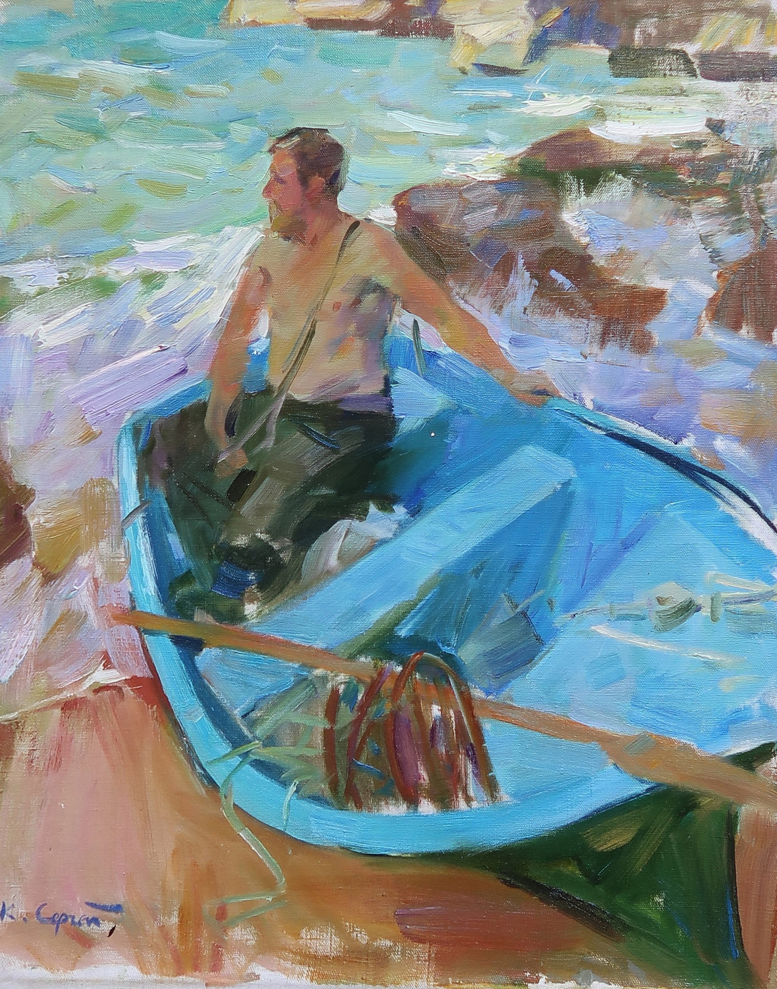 Oil painting Serg Kovalenko: Title: Oil painting Serg Kovalenko Description: 128SK Painter: Serg Kovalenko S?ze: 50x60 cm/19.7x23.6 inches Components: oil, canvas Original painting CONDITION: exellent ERA: modern Graduated from t
