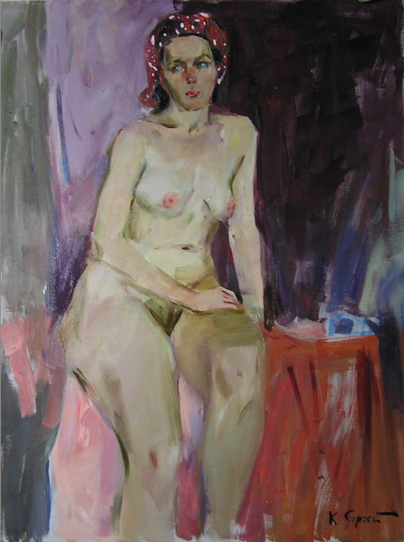 Oil painting figure Serg Kovalenko: Title: Oil painting figure Serg Kovalenko Description: 131SK Painter: Serg Kovalenko S?ze: 60x80 cm/23.6x31.5 inches Components: oil, canvas Original painting CONDITION: exellent ERA: modern Graduated