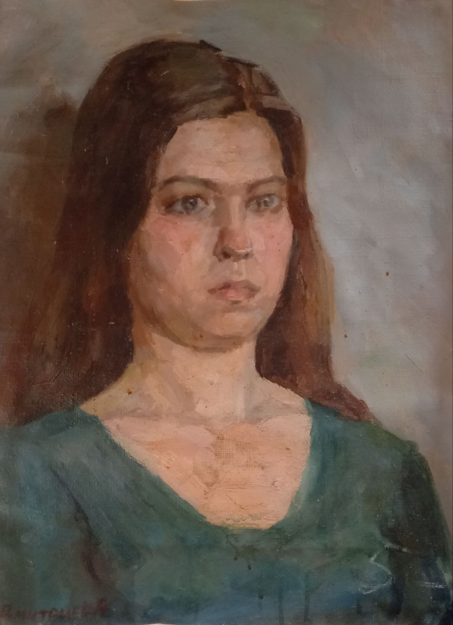 Oil painting Female portrait Alex Ditriev: Title: Oil painting Female portrait Alex Ditriev Description: 539AD Painter: Alex Ditriev S?ze:50x40 cm/ 19.68x15.75 inches Components: oil, canvas Original painting from our collection ERA: Short inf