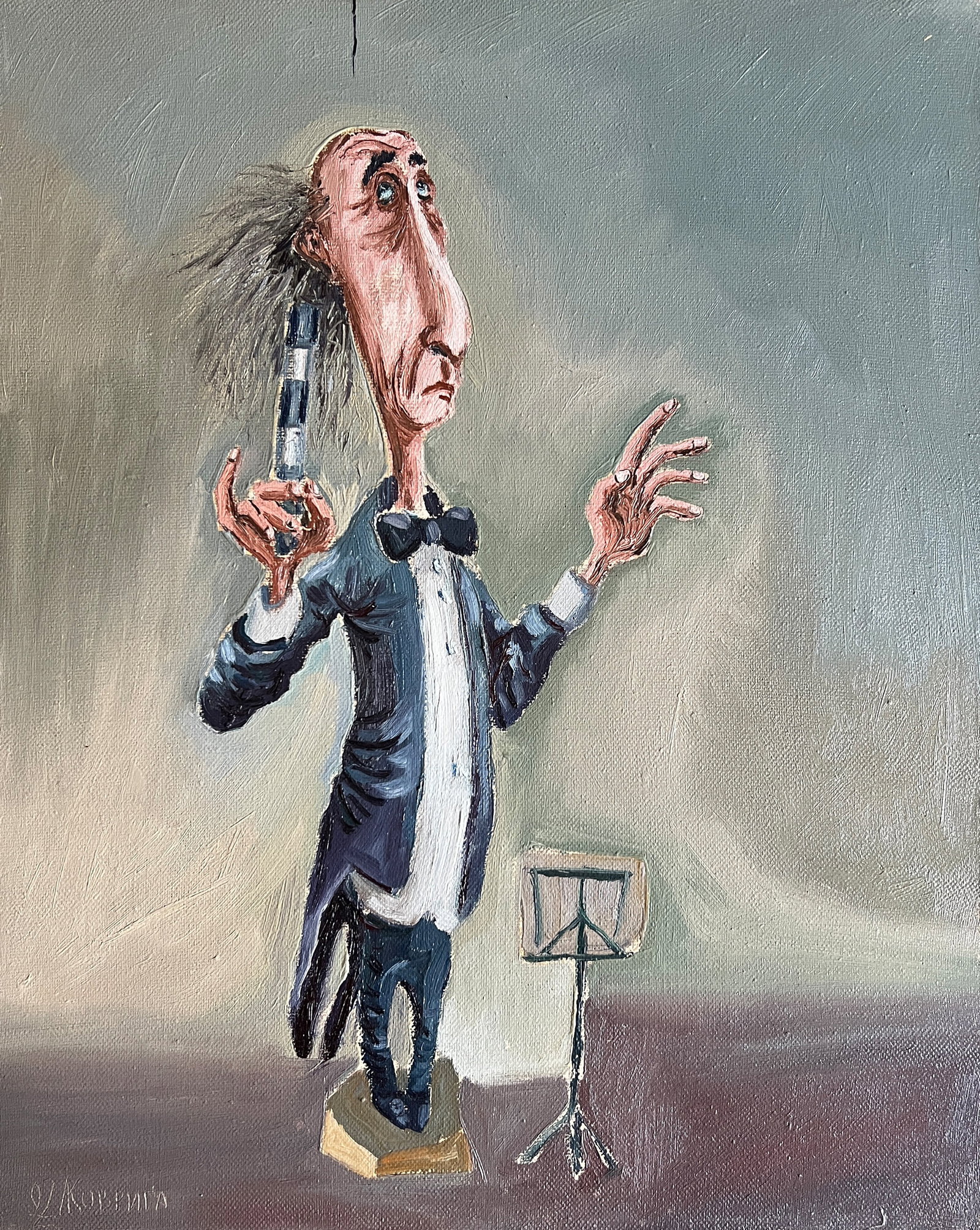 Oil painting with frame conductor K. Leonid: Title: Oil painting with frame conductor K. Leonid Description: 735KK Painter: K. Leonid S?ze: 50x40 cm/ 19.68x15.74 inches Components: oil, canvas Original painting CONDITION: exellent ERA:2002 ARTIS
