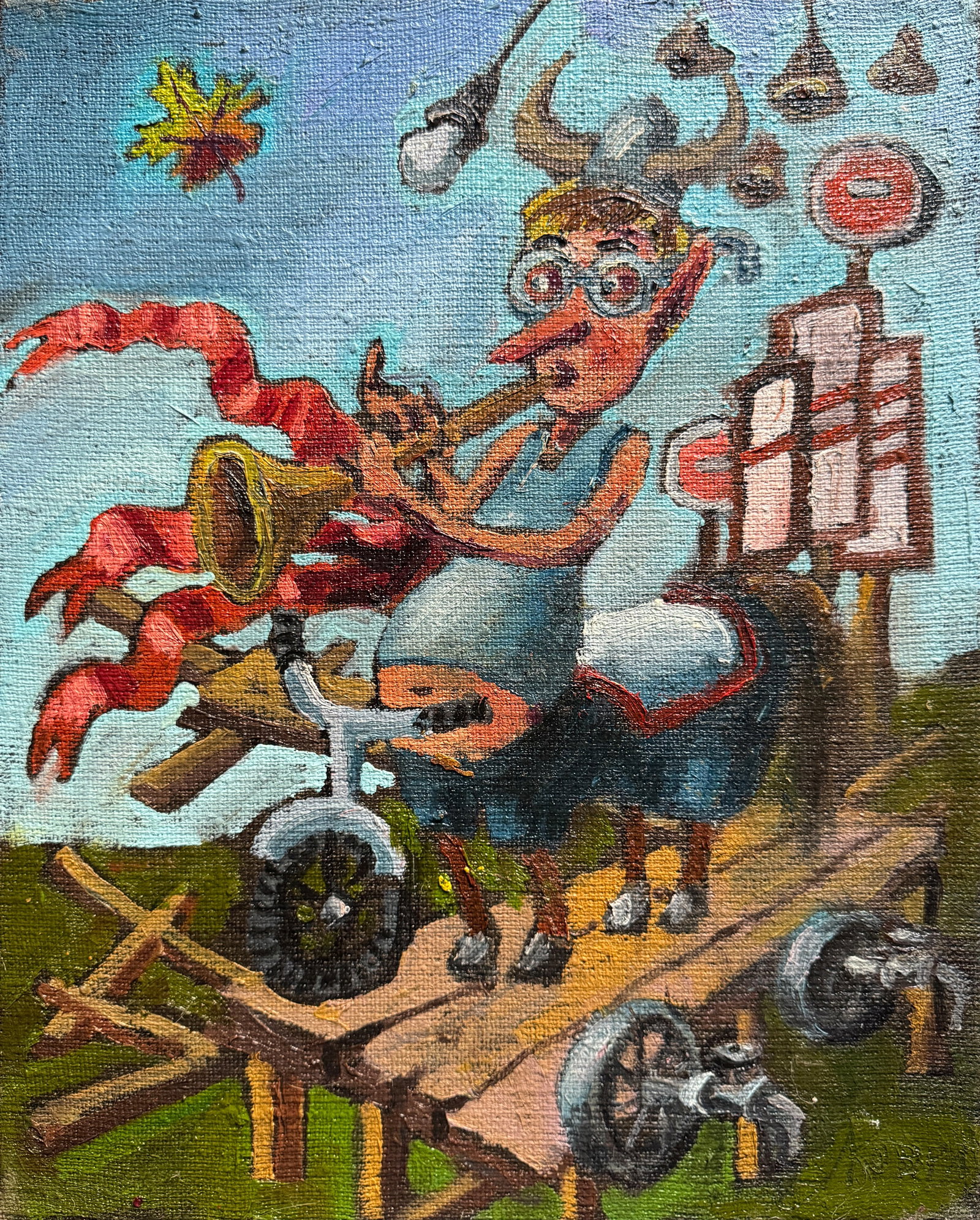 Oil painting with frame Centaur K. Leonid: Title: Oil painting with frame Centaur K. Leonid Description: 783KK Painter: K. Leonid S?ze: 50x40 cm/ 19.68x15.74 inches Components: oil, canvas Original painting CONDITION: exellent ERA:2023 ARTIST: