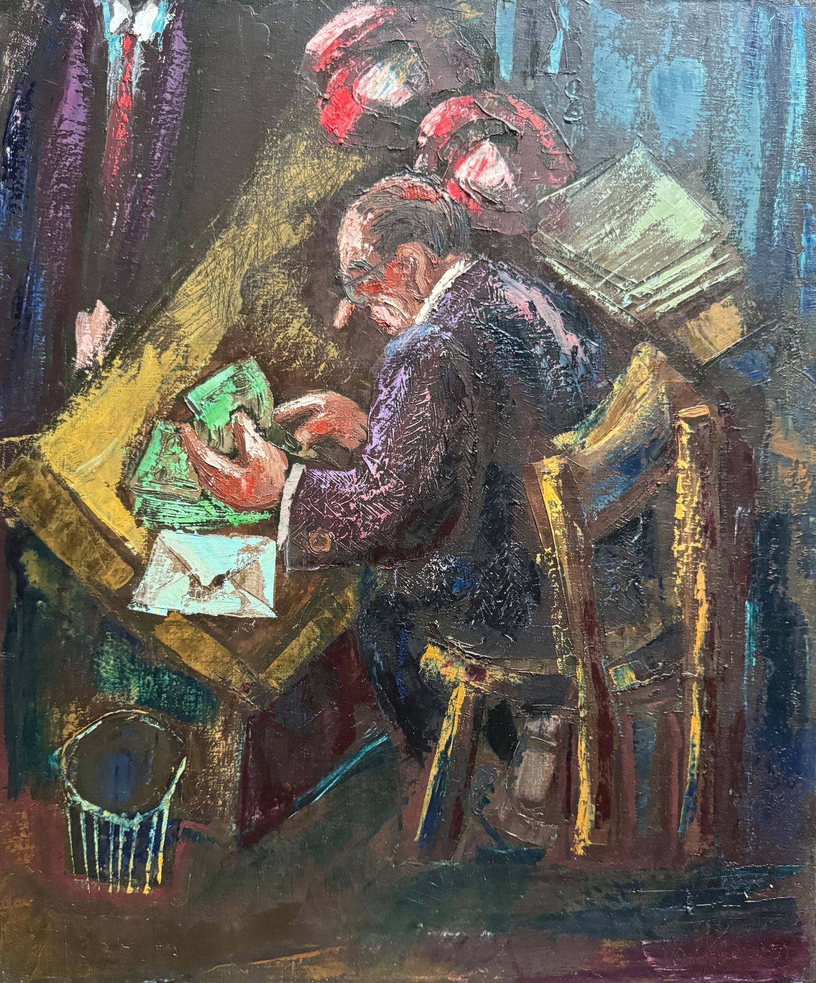 Oil painting with frame bribe K. Leonid: Title: Oil painting with frame bribe K. Leonid Description: 979KK Painter: K. Leonid S?ze: 60x50 cm/ 23.62x19.68 inches Components: oil, canvas Original painting CONDITION: exellent ERA:1997 ARTIST: B