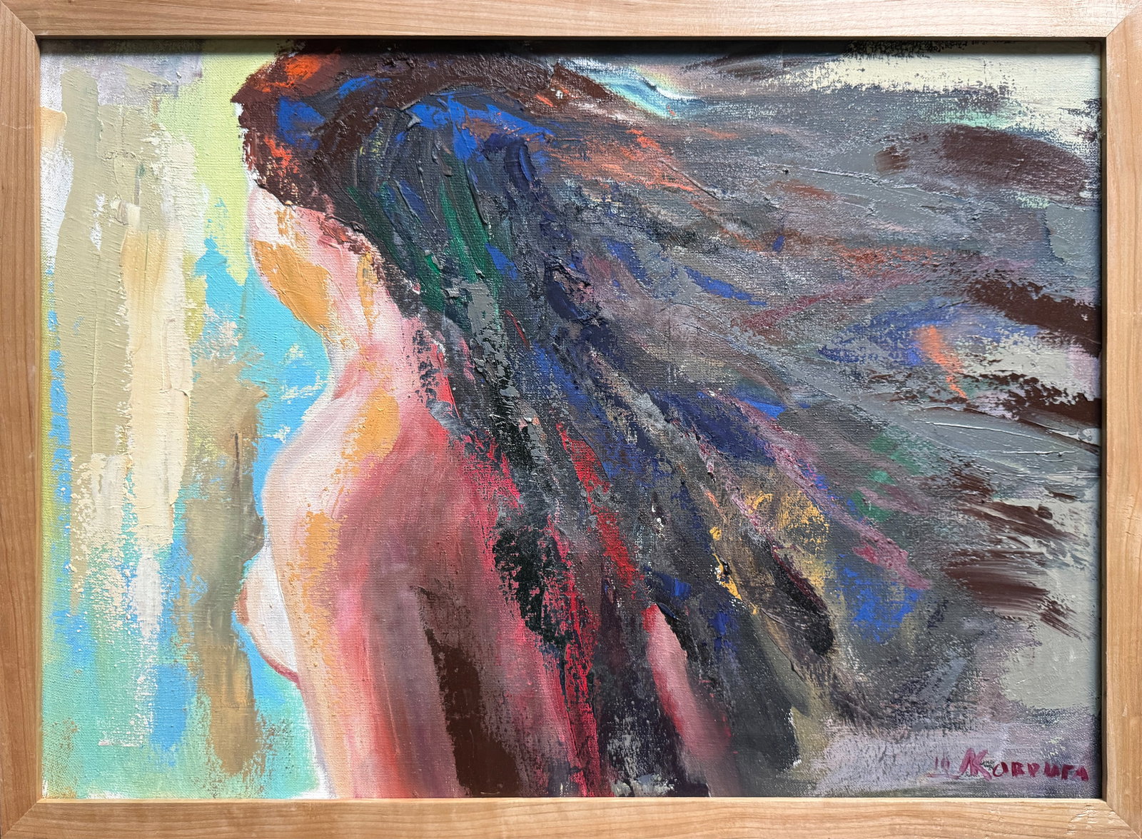 Abstract Oil painting with frame Nu K. Leonid: Title: Abstract Oil painting with frame Nu K. Leonid Description: 983KK Painter: K. Leonid S?ze: 50x70 cm/ 19.68x27.55 inches Components: oil, canvas Original painting CONDITION: exellent ERA:2010 ART