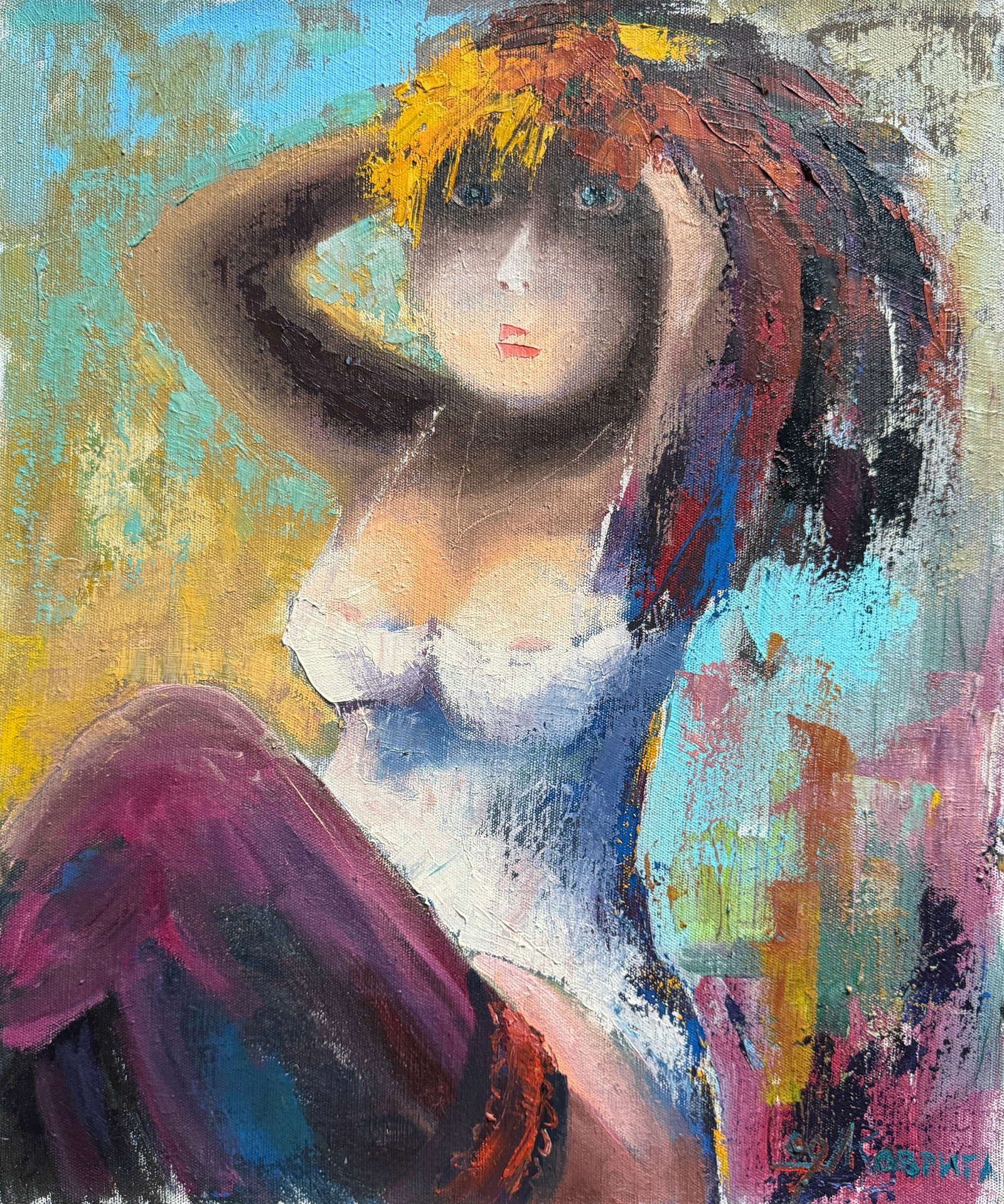 Abstract Oil painting with frame Naked K. Leonid: Title: Abstract Oil painting with frame Naked K. Leonid Description: 992KK Painter: K. Leonid S?ze: 60x50 cm/ 23.62x19.68 inches Components: oil, acrylic, canvas Original painting CONDITION: exellent 