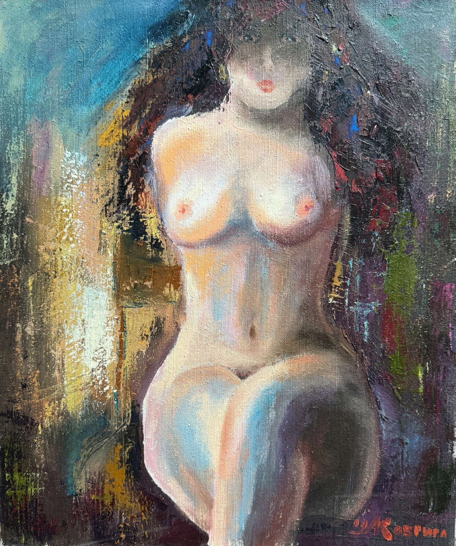 Abstract Oil painting with frame woman figures K. Leonid (1 of 11)