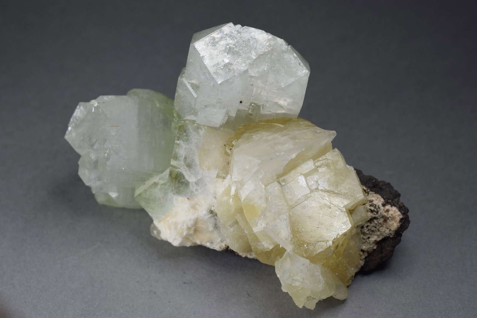 Fine Apophyllite and calcite on trap matrix - 3