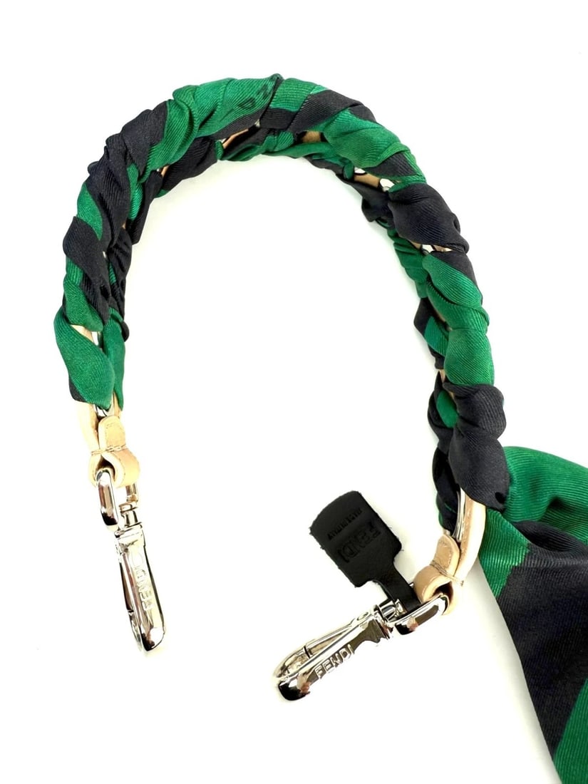 Fendi Silk Calfskin Bag You Strap Green and Black - 14