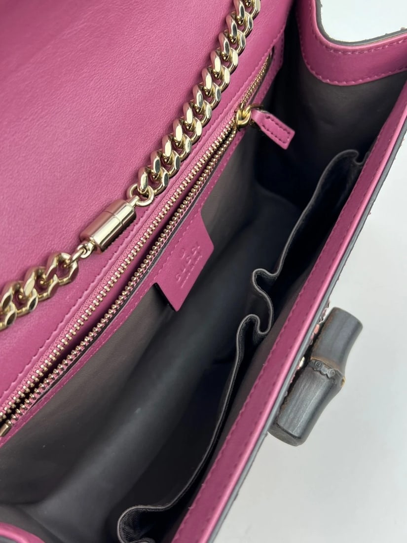 Gucci Miss Bamboo Tassel Chain Beige Brown Pink Python Shoulder Bag - 10