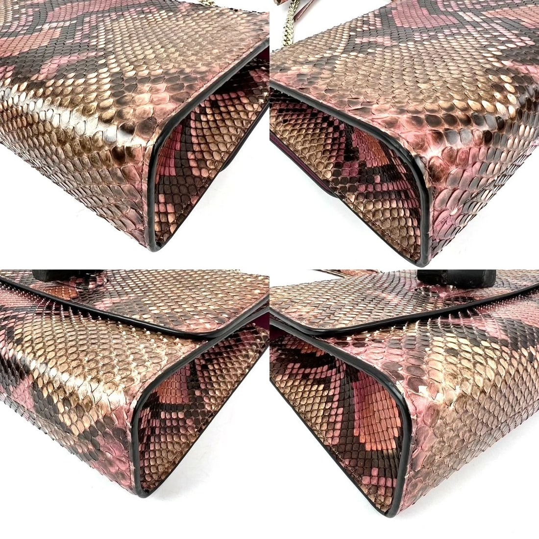 Gucci Miss Bamboo Tassel Chain Beige Brown Pink Python Shoulder Bag - 12