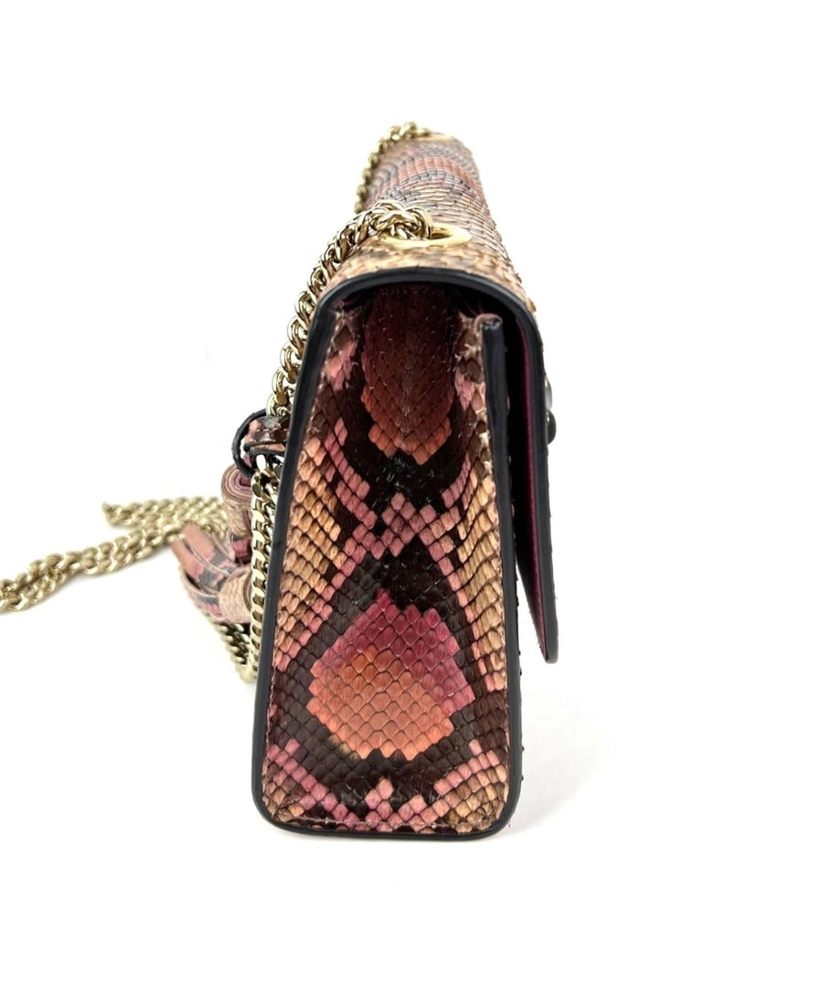 Gucci Miss Bamboo Tassel Chain Beige Brown Pink Python Shoulder Bag - 4