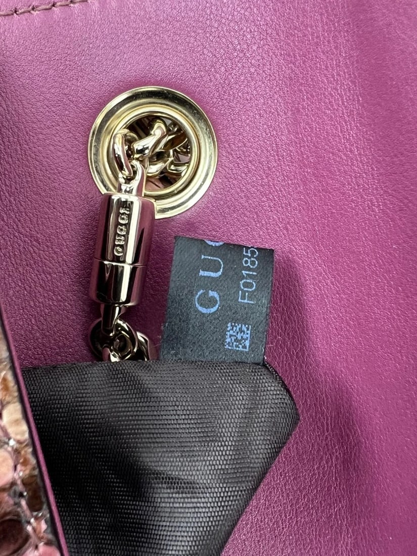 Gucci Miss Bamboo Tassel Chain Beige Brown Pink Python Shoulder Bag - 7