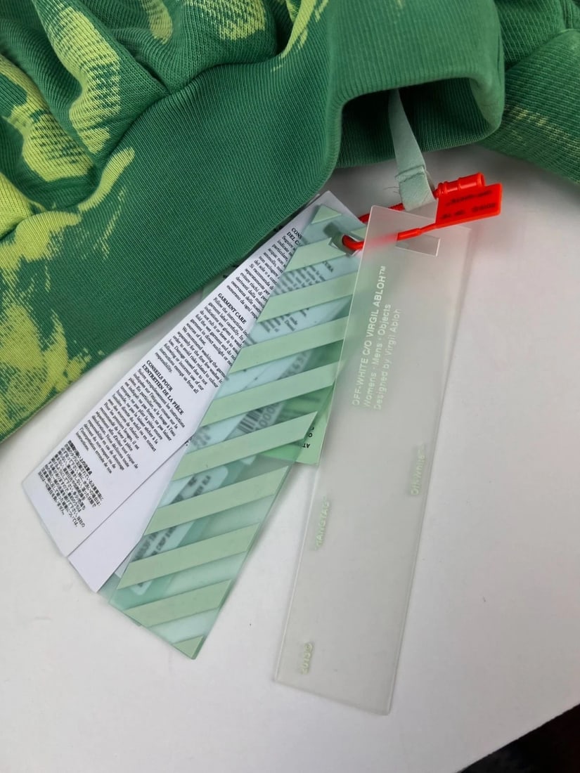 OFF White Tye Dye Xtra Crop Sweatsh Light Green Sweatshirt NEW - 13