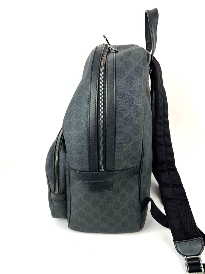 Gucci GG Supreme Medium Day Gray Black Backpack - 12