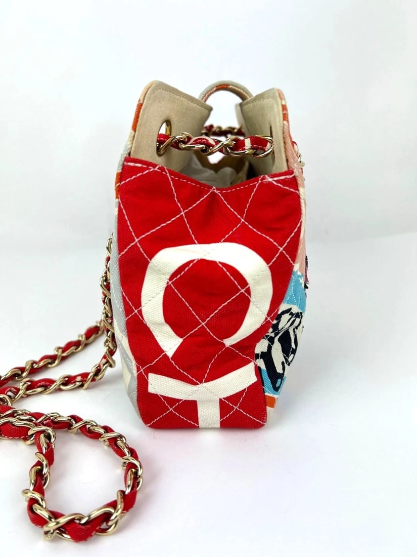 Chanel Eiffel Tower Multicolor Canvas Matelasse Chain Vintage Shoulder Bag - 3