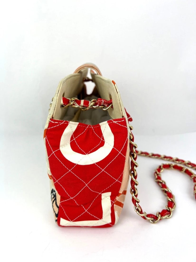 Chanel Eiffel Tower Multicolor Canvas Matelasse Chain Vintage Shoulder Bag - 4