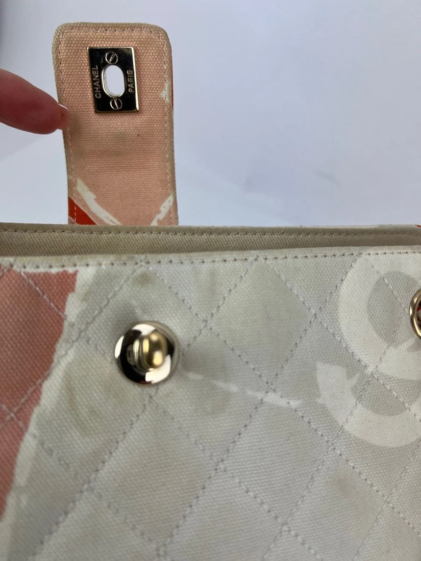 Chanel Eiffel Tower Multicolor Canvas Matelasse Chain Vintage Shoulder Bag - 8