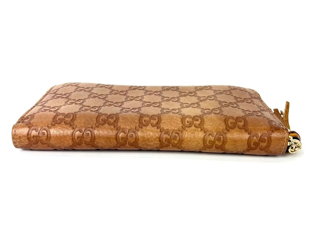Gucci GG Guccisima Leather Bamboo Tassel Zippy Wallet Clutch - 4