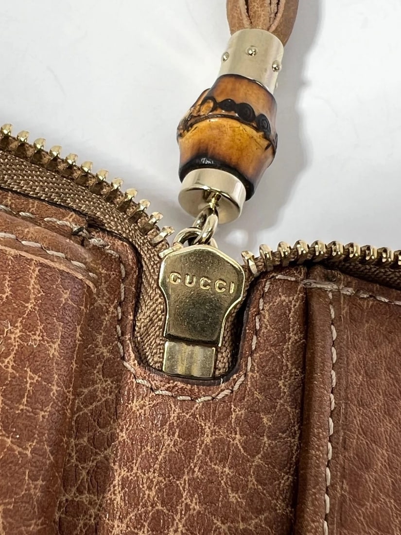 Gucci GG Guccisima Leather Bamboo Tassel Zippy Wallet Clutch - 5