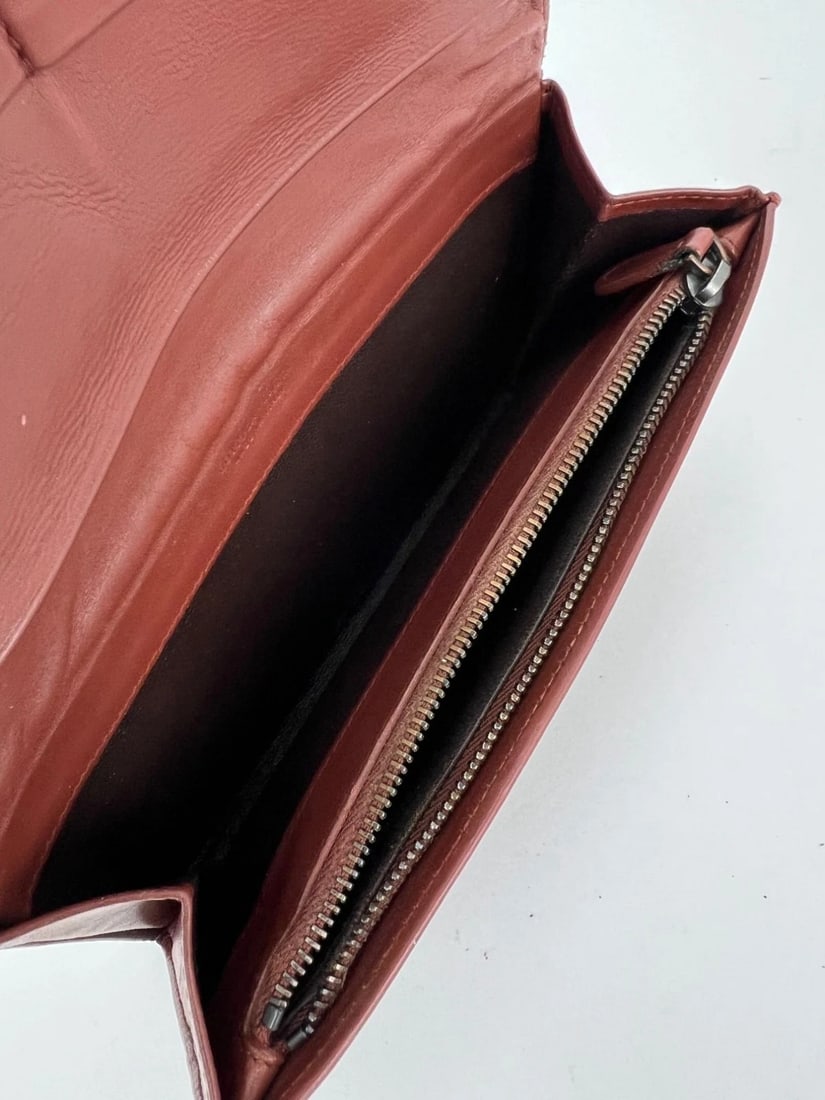 Bottega Veneta Nappa Intrecciato Long Flap Brown Wallet Clutch - 10