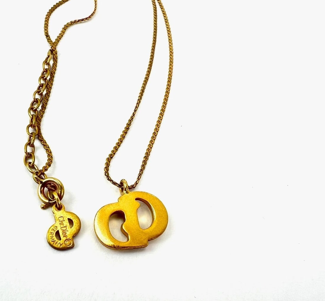 Christian Dior Gold Plated CD Pendent Necklace - 12