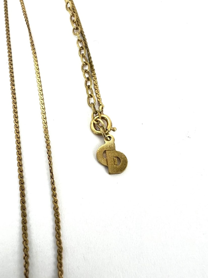 Christian Dior Gold Plated CD Pendent Necklace - 13