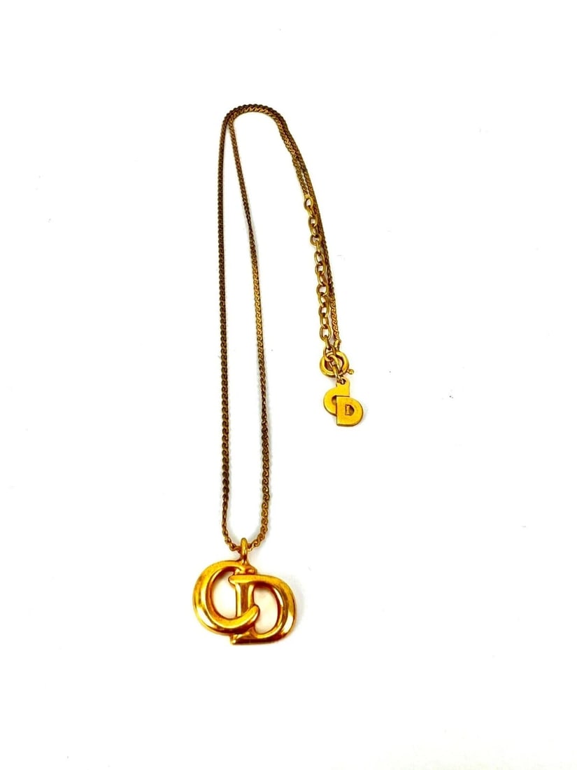Christian Dior Gold Plated CD Pendent Necklace - 14