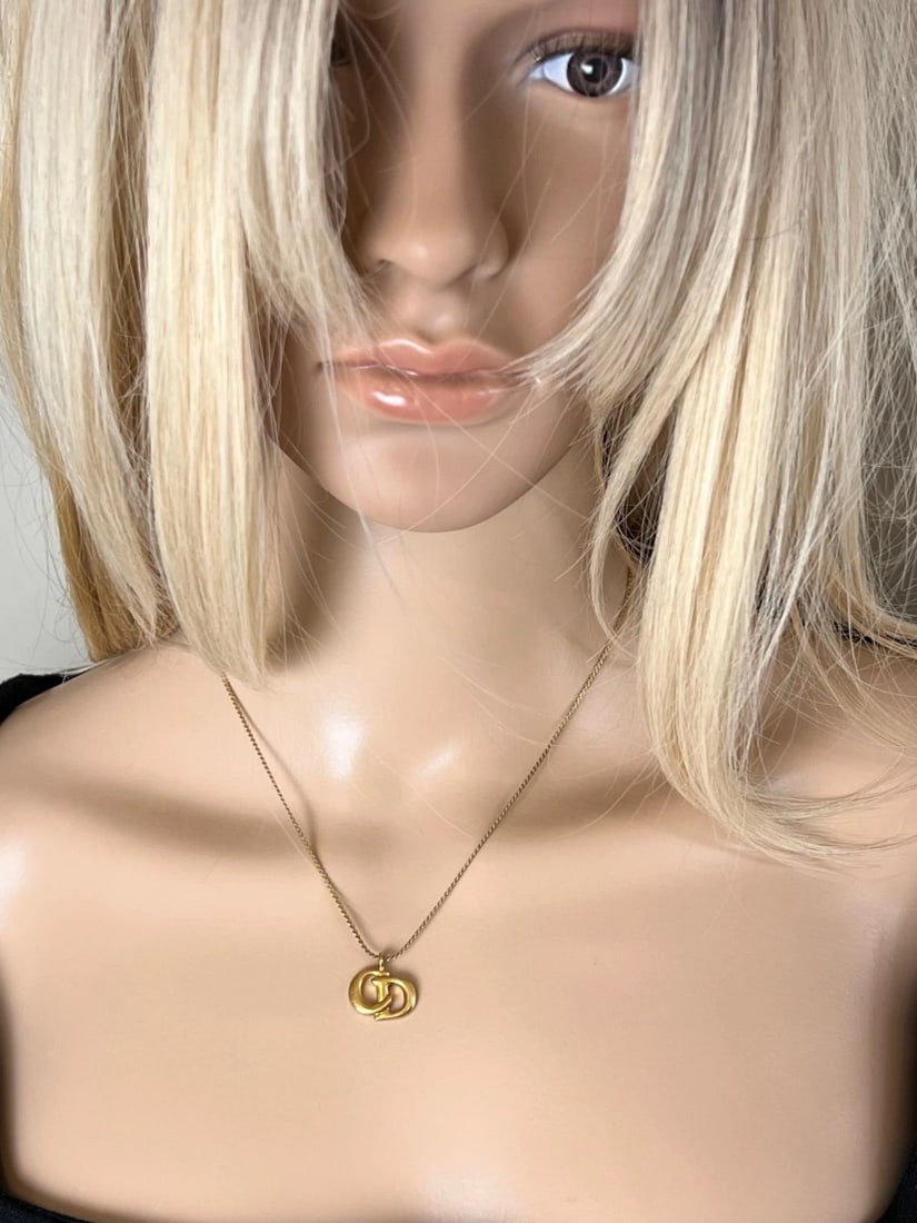 Christian Dior Gold Plated CD Pendent Necklace - 4