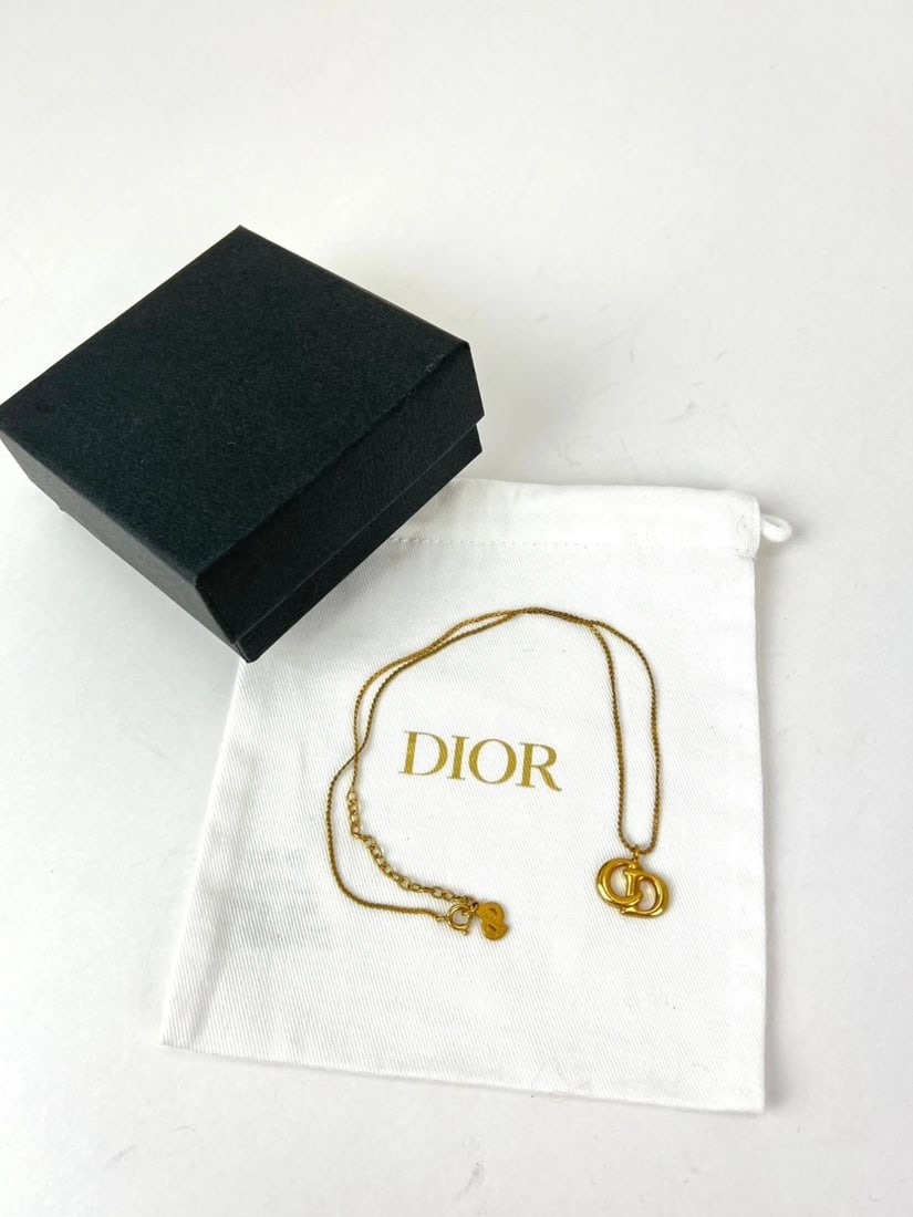 Christian Dior Gold Plated CD Pendent Necklace - 5