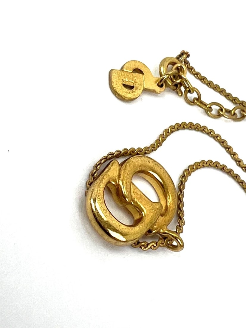 Christian Dior Gold Plated CD Pendent Necklace - 7