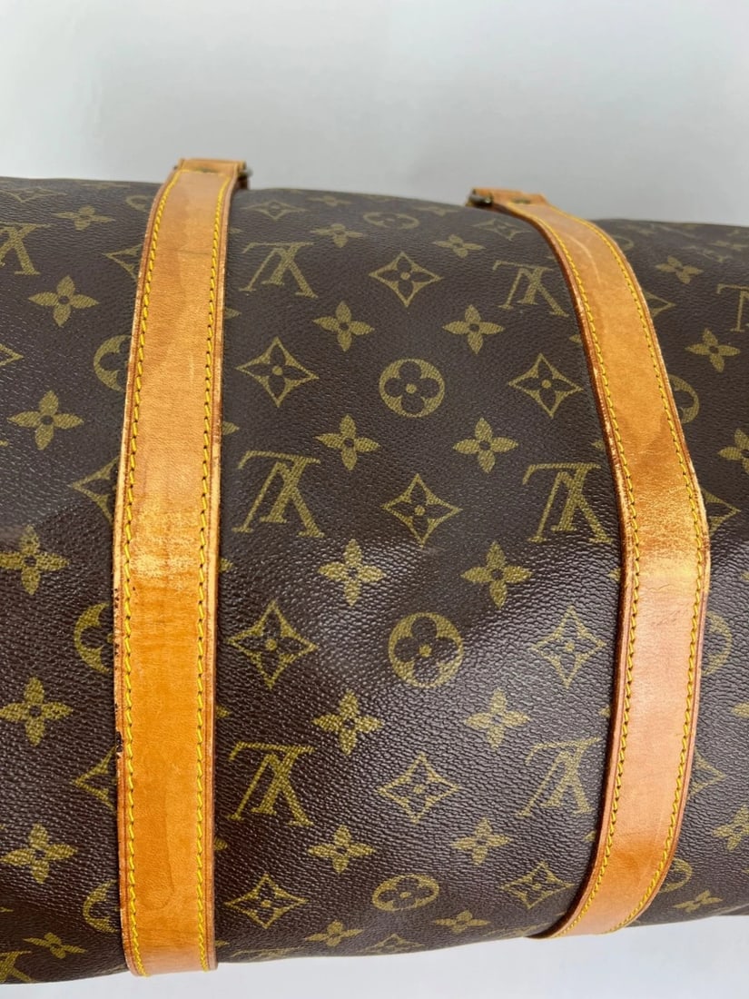 Louis Vuitton Keepall 50 Monogram Canvas Duffle Bag Vintage Luggage - 12