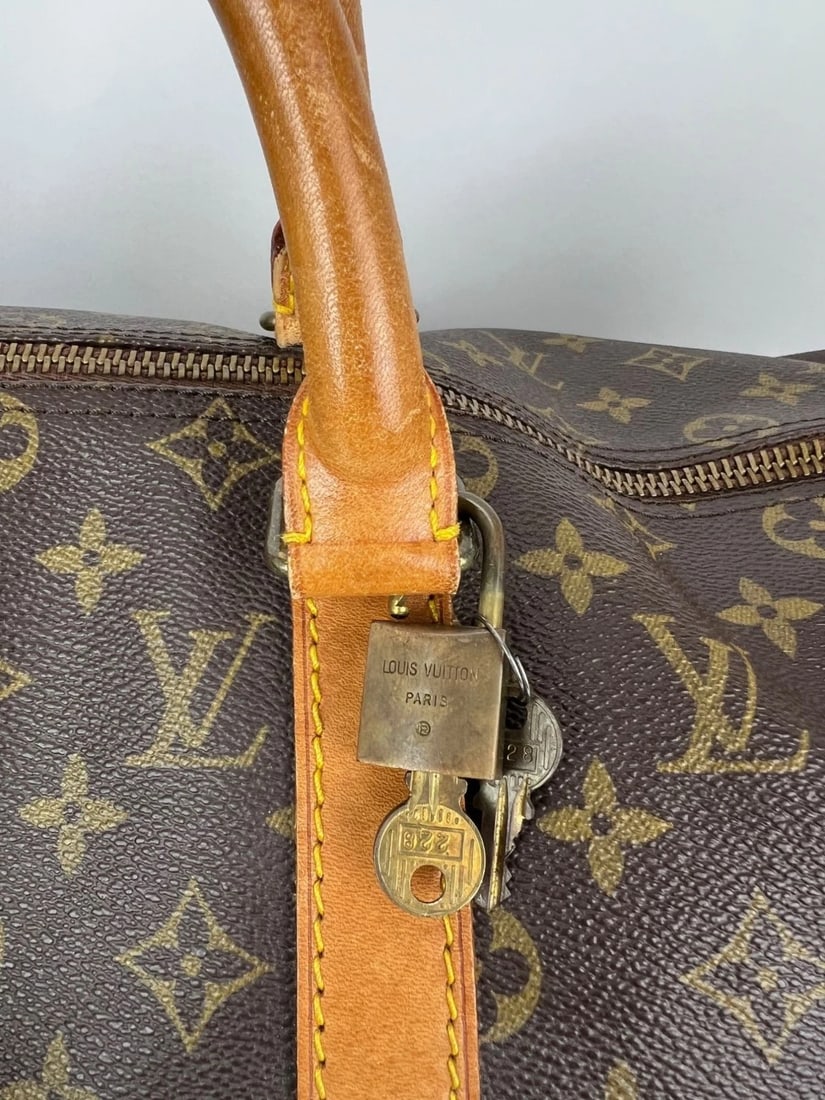 Louis Vuitton Keepall 50 Monogram Canvas Duffle Bag Vintage Luggage - 14