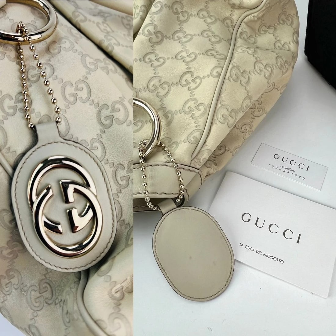 Gucci Sukey Medium Guccissima Leather Mystic White Tote - 6