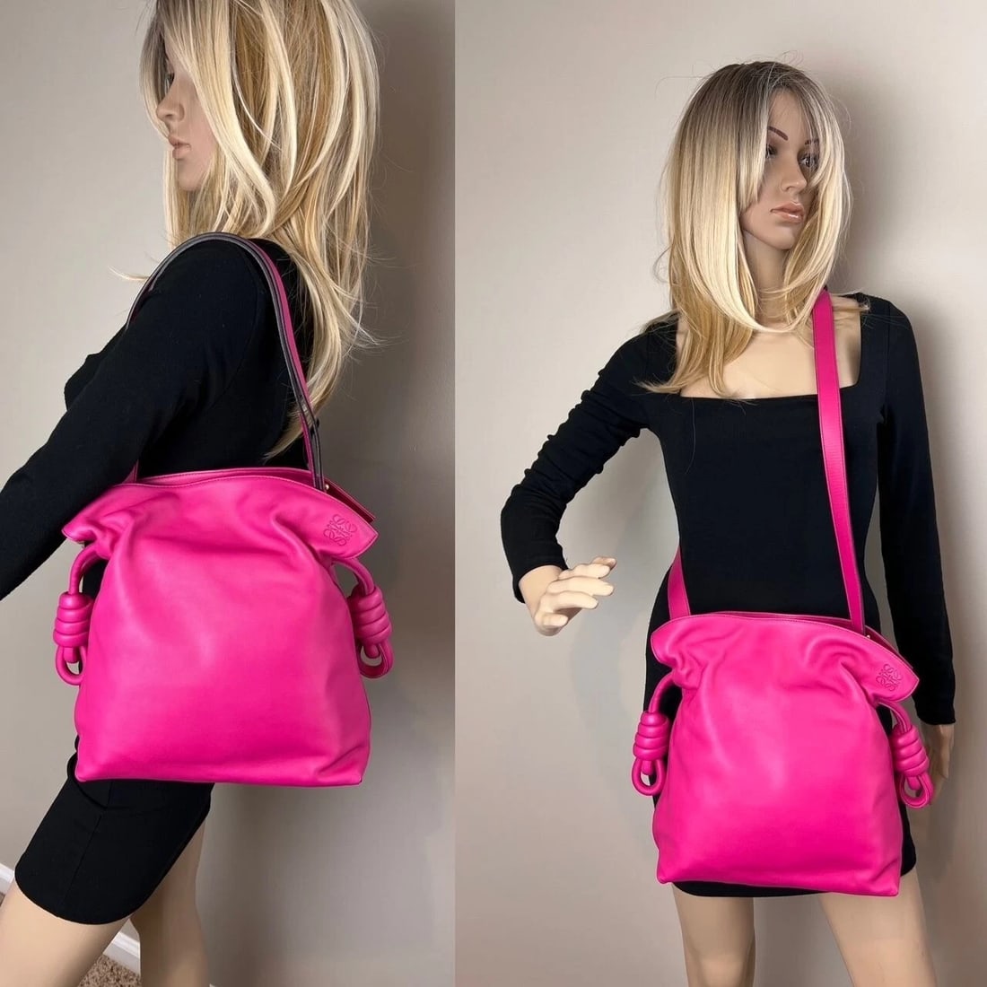 Loewe Nappa Pink Flamenco Medium Knot Shoulder Bag - 13